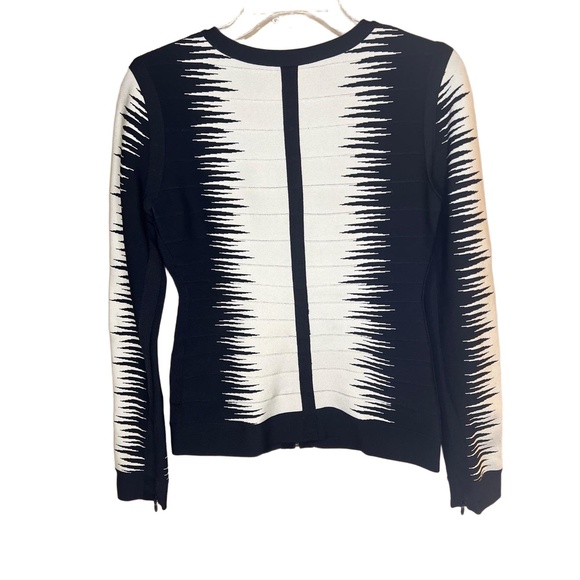 Herve Leger HYD4G309 Black White Bandage Zipper Sleeve Zip Up Sweater Large - Picture 8 of 14